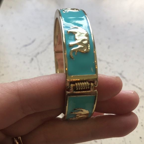 turquoise gold enamel elephant bracelet fornash - Picture 5 of 6